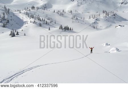 Ski tour in Godeanu Mountains, Carpathians, Romania, Europe