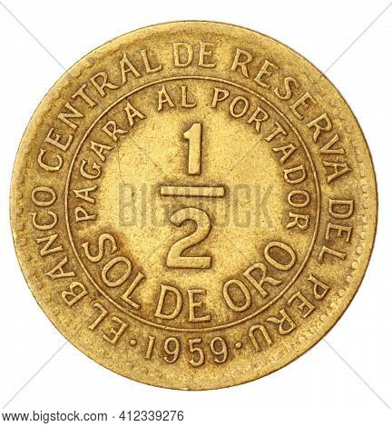 Old Peruvian Half Solde Oro Coin Of 1959