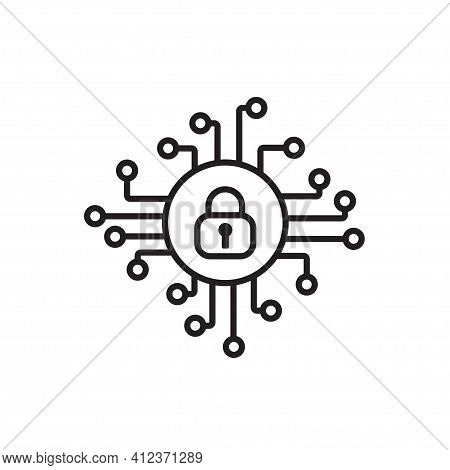 Cyber Security Icon Vector. Security Logo Artificial Intelligence Keyhole Symbol Speed Internet Tech