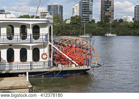Brisbane, Queensland, Australia - March 2021: Sailing The Brisbane River Providing Showboat Cruises 
