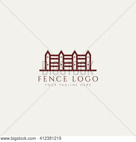 Fence Minimalist Line Art Logo Template Vector Illustration Design. Simple Modern Hedge Logo Concept
