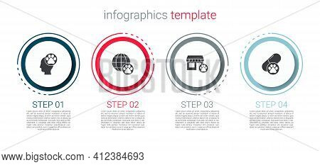 Set Human With Animals Footprint, World Pet, Veterinary Hospital And Dog Pill. Business Infographic 