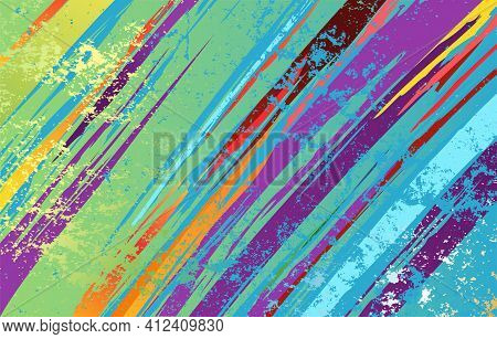 Textured, Shabby Background, Painted Over With Purple, Green, Blue Paint. Vibrant Colors.