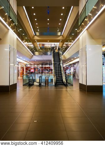 Wroclaw, Poland - May 15 2020: Interior Of Renoma Shopping Mall