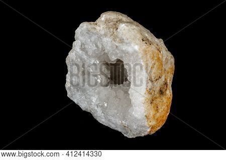 Macro Mineral Stone Quartz Geode Black Background