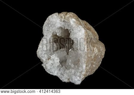 Macro Mineral Stone Quartz Geode Black Background