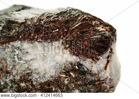 Macro Mineral Stone Astrophyllite White Background