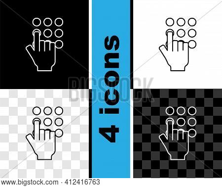 Set Line Password Protection And Safety Access Icon Isolated On Black And White, Transparent Backgro