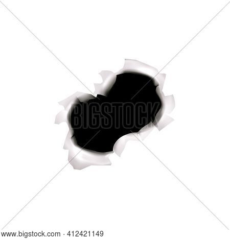 Bullet Holes Target Realistic Composition On Blank Background With Isolated Image Of Three Bullet Sp