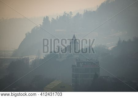 Prague, Czech Republic - February 24, 2021. Church Of Saints Philip And James In Zlichov On The Hill