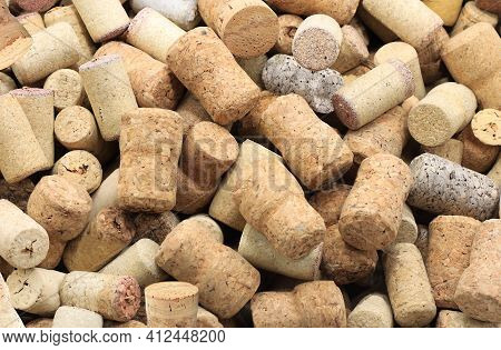 Abstract Background With Wine Corks From Sparkling, Corks From White Wine, Corks From Red Wine And O