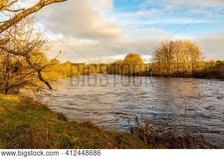 The Water Of Ken Between St. John's Town Of Dalry And New Galloway In The Winter Sun, Dumfries And G