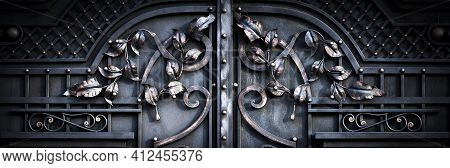 Style Large Metal Gates, Close Up, Macro