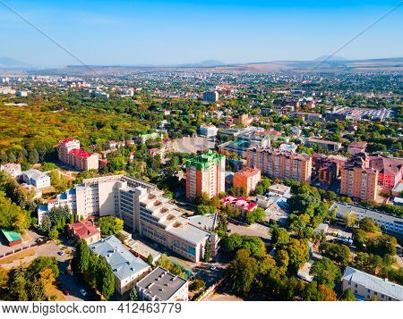 Yessentuki City Centre Aerial Panoramic View. Yessentuki Is A Spa City In Caucasian Mineral Waters R