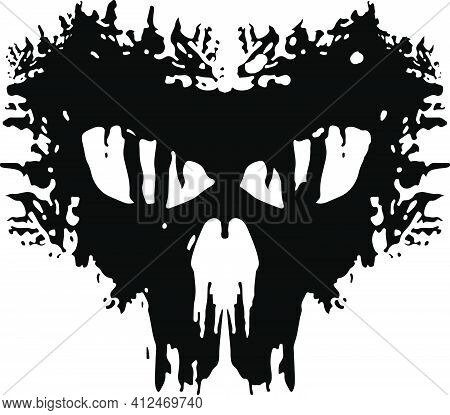 Anarchy Military Patch. Skull Abstract Flat Logo. Videogame Like Icon. Vector Illustration.