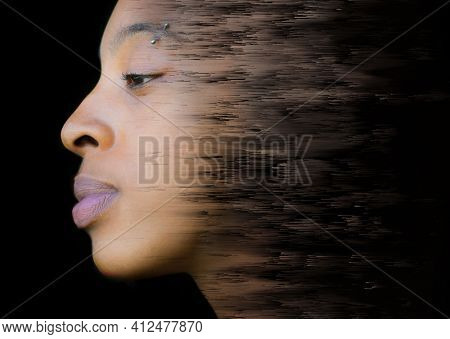 An artistic portrait combined with a visual effect of a texture
