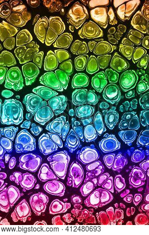 Colorful Abstract Acrylic Painting. Free Flowing Cells. Pouring.