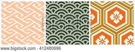 Asian Seigaiha Seamless Pattern With Sea Waves