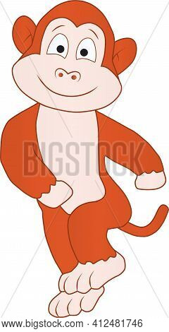 Cartoon Of A Monkey Walking To Meet His Friend On A Sunny Day