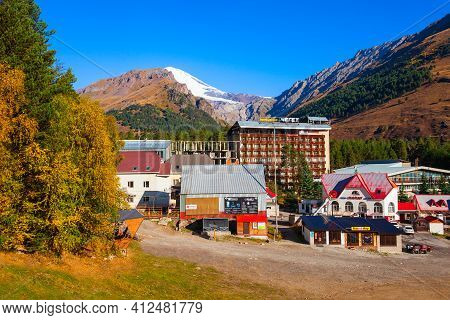 Terskol, Russia - September 27, 2020: Cheget Valley Near Terskol Village At The Foot Of Mount Elbrus