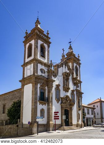 Guarda, Portugal; August 2020:  Facade Of  17th-century Misericordia Church In Guarda, Portugal.