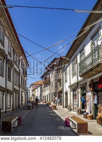 Guarda, Portugal; August 2020: Commercial Street In Guarda, Portugal