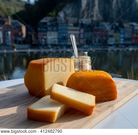 Cheese Collection, Belgian Abbey Cheeses Made With Brown Trappist Beer And Fine Herbs And View On Ma