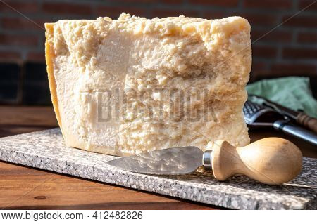 Cheese Collection, Hard Yellow Italian Cheese Parmesan Or Parmigiano Reggiano