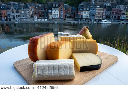 Cheese Collection, Belgian Abbey Cheeses Made With Brown Trappist Beer And Fine Herbs And View On Ma