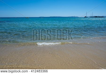 Summer Vacation On French Riviera, Crystal Clear Azure Blue Water Of  Mediterranean Sea In Saint Cla