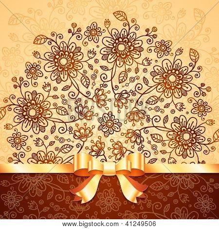 Ornate vector doodle flowers background