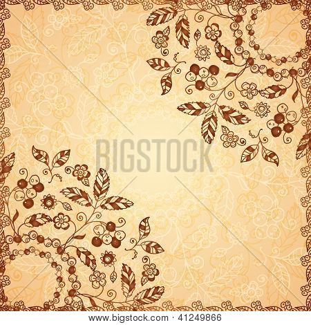 Ornate vector doodle flowers background