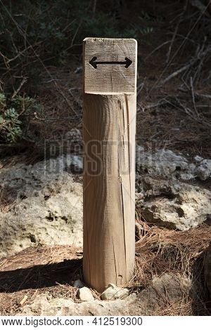 Es Migjorn Gran, Menorca / Spain - June 25, 2016: Cami The Litoral Sign, Menorca, Balearic Islands, 