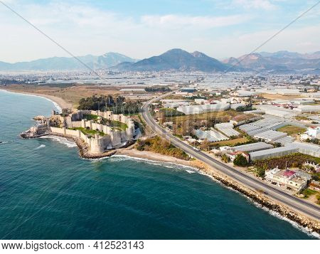 Mamure Castle Or Mamure Kalesi Is A Medieval Castle In The Anamur District Of Mersin Province, Turke