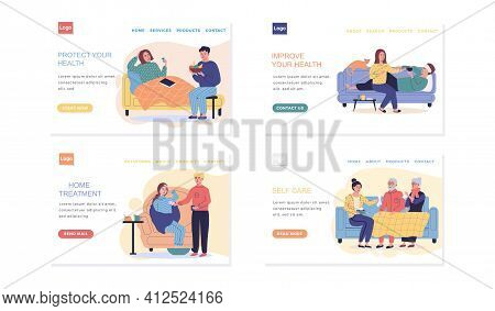 Set Of Web Pages About Joint Pastime On Self-medication. People Treated During Illness At Home