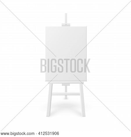 Vertically Placed White Artboard On Easel Realistic Vector Illustration Isolated.