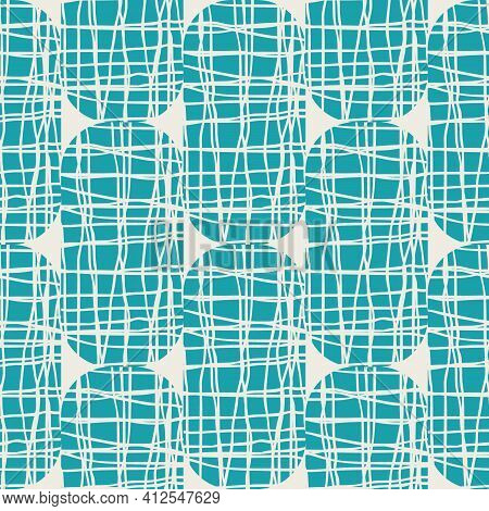 Irregular Weave Effect Vector Rectangles Seamless Pattern Background. Backdrop With Alternating Colu