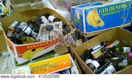 St. Petersburg, Russia - December 2019: Cardboard Boxes With Glass Bottles Of Alcohol, Wine, Product