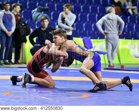 Orenburg, Russia - March 15-16, 2017: Boys Compete In Sports Wrestling