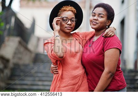 Two Afircan Woman Friends Having Fun Outdoor.