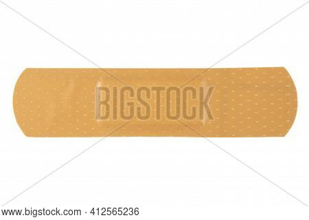 Top View Medical Plaster Isolated On A White Background. Medical Sticking Patch Isolated On White. F