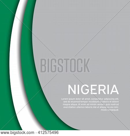 Abstract Waving Nigeria Flag. Creative Background In Nigeria Flag Colors For Holiday Card Design. Na