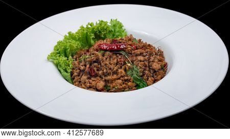 Stir Fried Thai Basil With Minced Pork And Chilli On Topped Rice - Thai Local Food Style