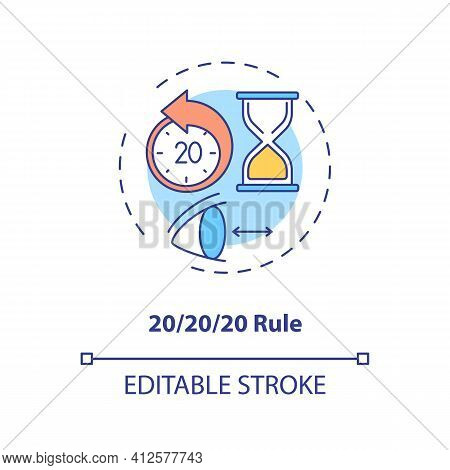 Use 20 20 20 Rule Concept Icon. Digital Eyestrain Prevention Tips. Ways To Prevent Eye Strain Idea T