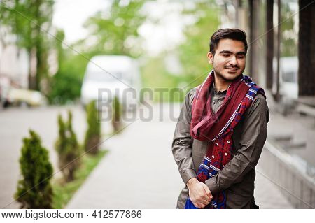 Indo Pakistani Man Wear Traditional Clothes Achkan Or Sherwani.