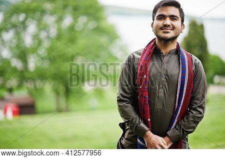 Indo Pakistani Man Wear Traditional Clothes Achkan Or Sherwani.