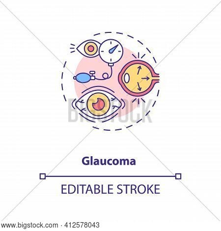 Glaucoma Concept Icon. Adults Eyes Diseases. Eye Diseases Which Result In Damage To Optic Nerve Idea