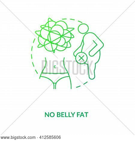 No Belly Fat Dark Green Concept Icon. Diet And Healthy Eating. Small Waist. Intermittent Fasting Die