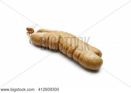 A Liver Sausage, Isolated On A White Background. Traditional Meat Product Made Of Offal, Giblet, Org
