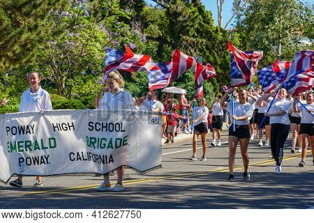Poway High School Marching Band, 4th July Independence Day Parade At Rancho Bernardo, San Diego, Cal